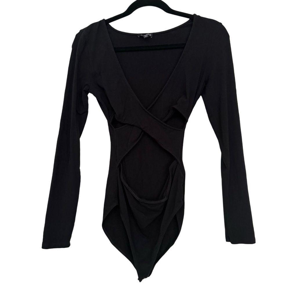 Express Black Wrap Cotton Reversible Bodysuit Size Small